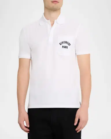 Givenchy Men's Cotton Pique Polo Shirt with Logo Pocket | Thumbnail 3