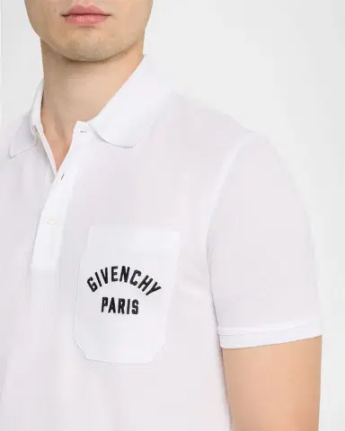 Givenchy Men's Cotton Pique Polo Shirt with Logo Pocket | Thumbnail 4