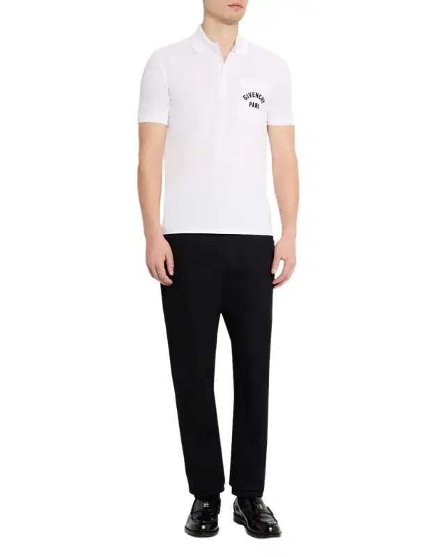 Givenchy Men 's Cotton Pique Polo Shirt with Logo Pocket