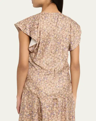 Isabel Marant Lonea Draped Floral Silk Jacquard Top | Thumbnail 3 Isabel Marant Lonea Draped Floral Silk Jacquard Top | Thumbnail 3