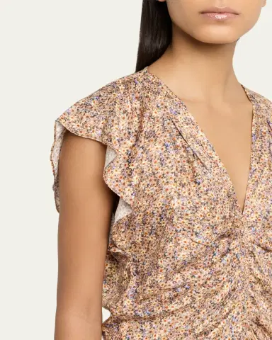 Isabel Marant Lonea Draped Floral Silk Jacquard Top | Thumbnail 5 Isabel Marant Lonea Draped Floral Silk Jacquard Top | Thumbnail 5