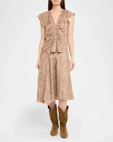 Isabel Marant Lonea Draped Floral Silk Jacquard Top | Thumbnail 6 Isabel Marant Lonea Draped Floral Silk Jacquard Top | Thumbnail 6