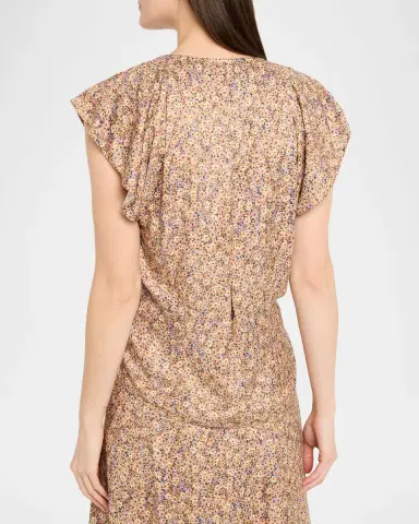 Isabel Marant Lonea Draped Floral Silk Jacquard Top | Thumbnail 7 Isabel Marant Lonea Draped Floral Silk Jacquard Top | Thumbnail 7