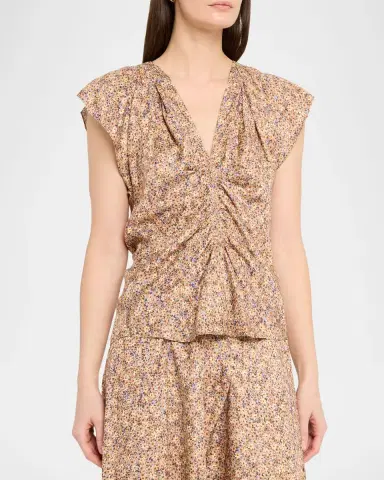 Isabel Marant Lonea Draped Floral Silk Jacquard Top | Thumbnail 8 Isabel Marant Lonea Draped Floral Silk Jacquard Top | Thumbnail 8