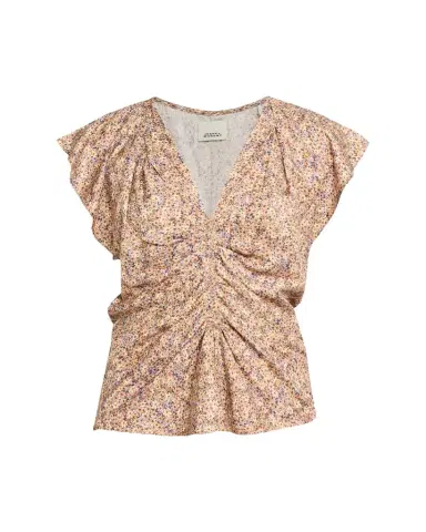 Isabel Marant Lonea Draped Floral Silk Jacquard Top | Thumbnail 1 Isabel Marant Lonea Draped Floral Silk Jacquard Top | Thumbnail 1