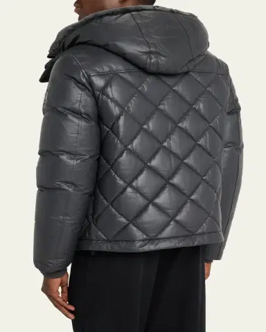 Mackage Men's Cash Down Quilted Leather Jacket with Shearling Hood | Thumbnail 3