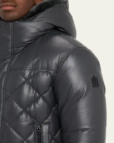 Mackage Men's Cash Down Quilted Leather Jacket with Shearling Hood | Thumbnail 5