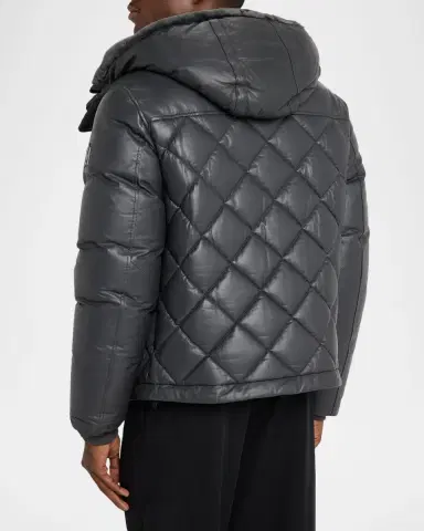 Mackage Men's Cash Down Quilted Leather Jacket with Shearling Hood | Thumbnail 7