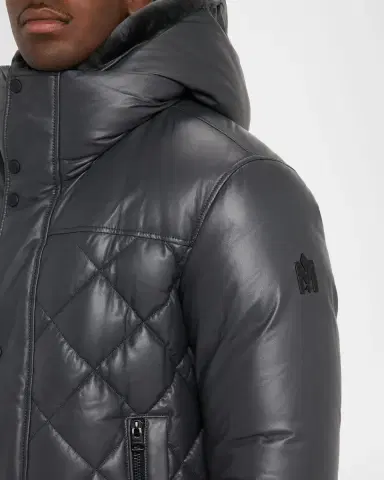 Mackage Men's Cash Down Quilted Leather Jacket with Shearling Hood | Thumbnail 9