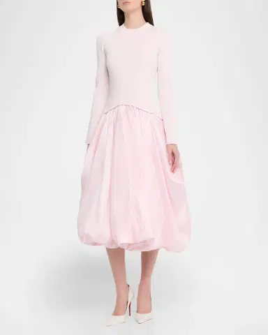 Simkhai Kenlie Mock-Neck Bubble Midi Dress | Thumbnail 3 Simkhai Kenlie Mock-Neck Bubble Midi Dress | Thumbnail 3