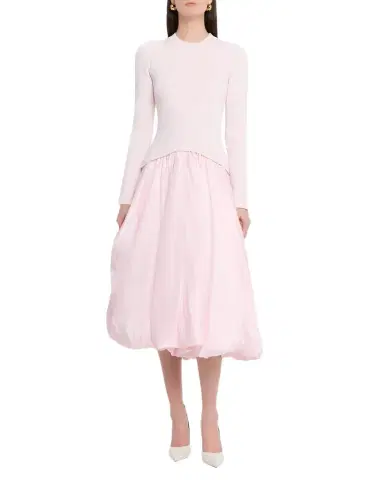 Simkhai Kenlie Mock-Neck Bubble Midi Dress | Thumbnail 1 Simkhai Kenlie Mock-Neck Bubble Midi Dress | Thumbnail 1
