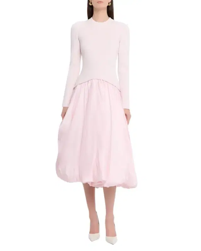 Kenlie Mock-Neck Bubble Midi Dress