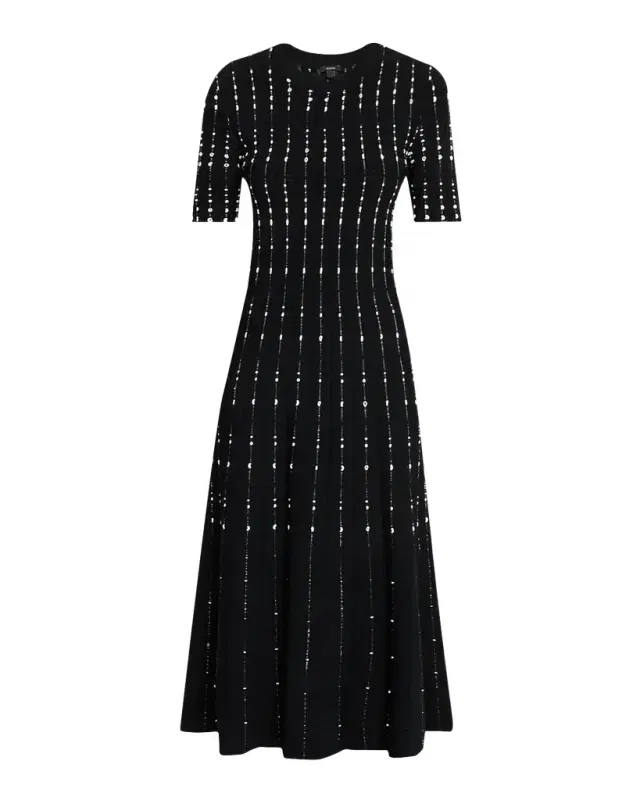 Fragmented Stripes A-Line Knit Midi Dress