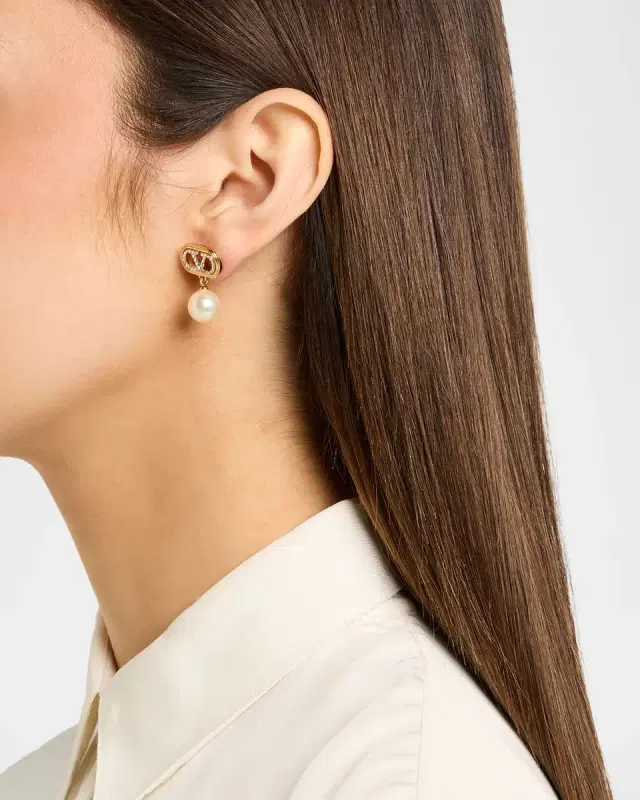 Crystal and Pearly Ovalette Drop Earrings