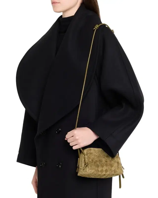 Bottega Veneta Concert Pouch Intrecciato Suede Shoulder Bag