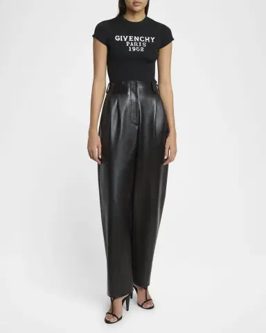 Givenchy Double Pleated Leather Barrel-Leg Trousers | Thumbnail 2 Givenchy Double Pleated Leather Barrel-Leg Trousers | Thumbnail 2
