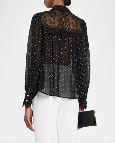 Sea Melody Sheer Polka-Dot Blouse | Thumbnail 3 Sea Melody Sheer Polka-Dot Blouse | Thumbnail 3