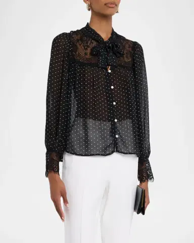 Sea Melody Sheer Polka-Dot Blouse | Thumbnail 4 Sea Melody Sheer Polka-Dot Blouse | Thumbnail 4