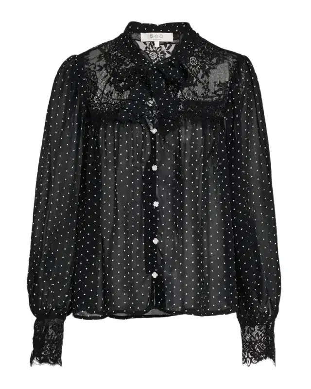 Melody Sheer Polka-Dot Blouse