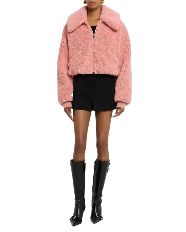 Faux Fur Cropped Bomber Jacket