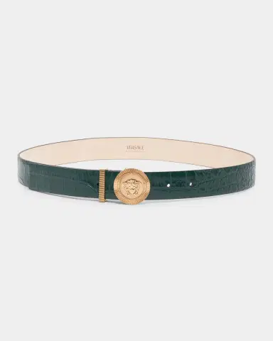 Versace Medusa Biggie Croc-Embossed Leather Belt | Thumbnail 3