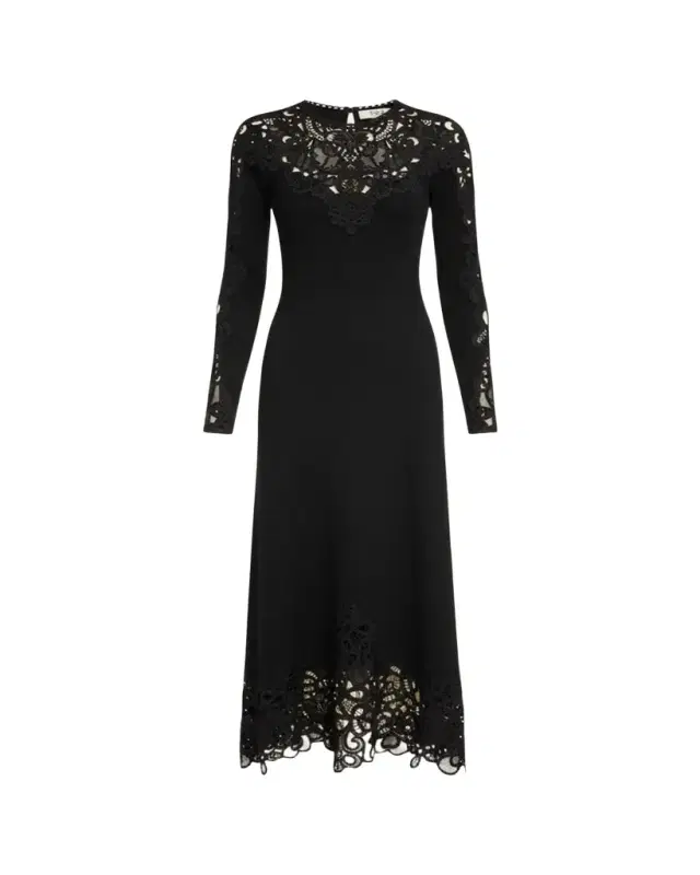 Adelina Battenberg Lace Merino Wool Midi Dress