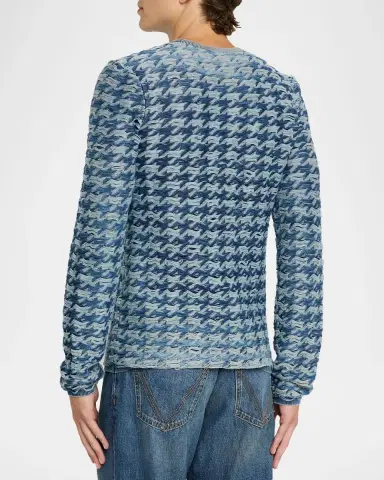 Diesel Men 's K-Helier Woven Houndstooth Crewneck Sweater | Thumbnail 3 Diesel Men 's K-Helier Woven Houndstooth Crewneck Sweater | Thumbnail 3