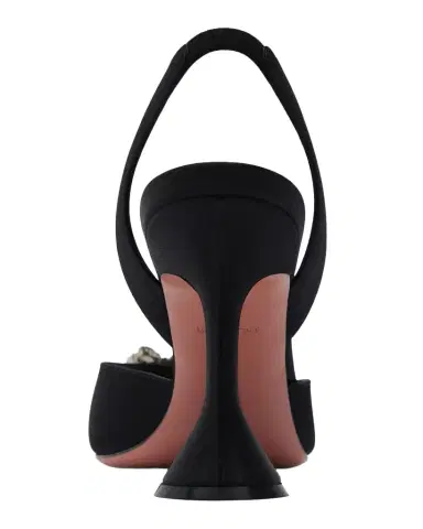 Amina Muaddi 95mm Begum Satin Crystal Slingback Pumps | Thumbnail 1