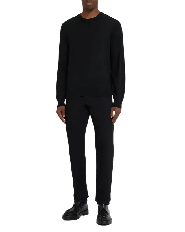 en 's Wool Knit Grosgrain-Trim Crewneck Sweater