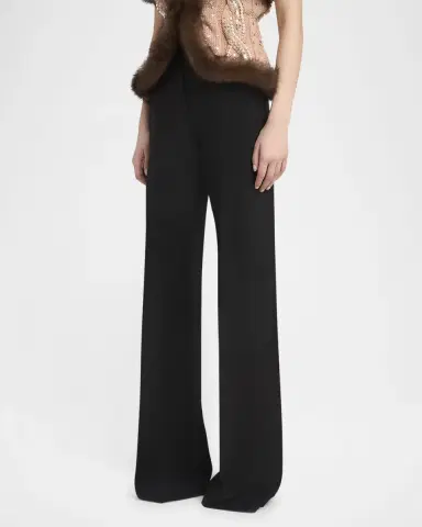 Valentino Garavani High-Rise Crepe Wide-Leg Pants | Thumbnail 3