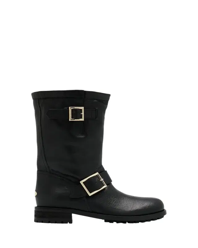 Jimmy Choo Biker Mid Leather Mid-Calf Boots