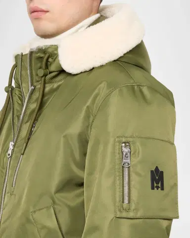 Mackage Men 's August Bomber Jacket with Shearling-Trimmed Hood | Thumbnail 5 Mackage Men 's August Bomber Jacket with Shearling-Trimmed Hood | Thumbnail 5
