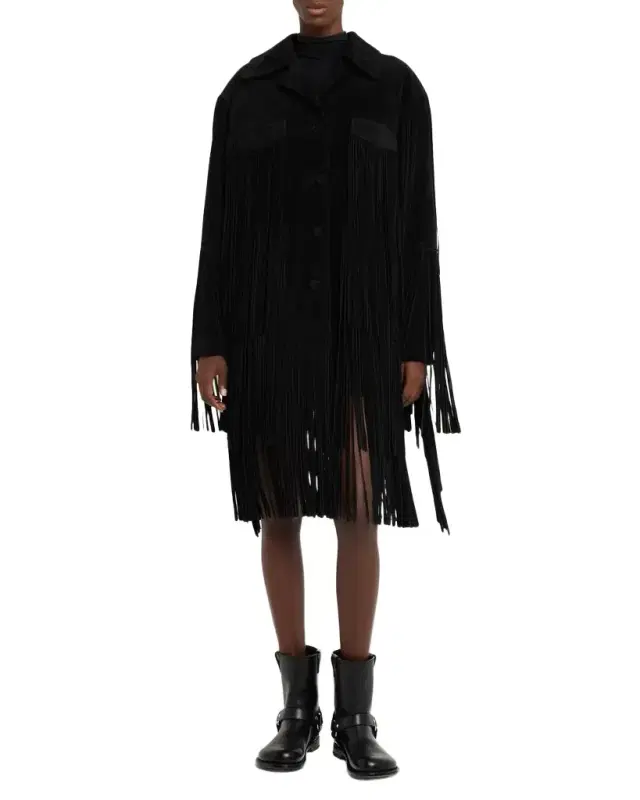 Fringe Suede Single-Breasted Jacket