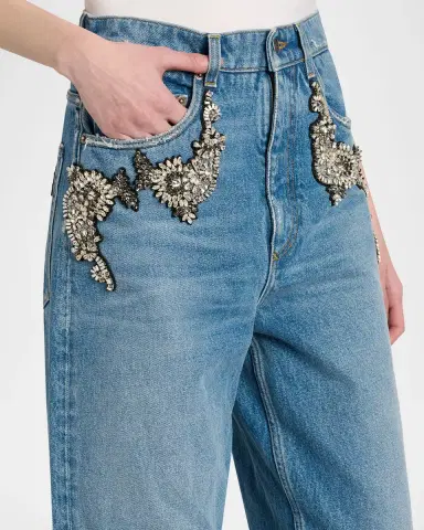 Dolce & Gabbana Crystal Embellished Straight-Leg Jeans | Thumbnail 4 Dolce & Gabbana Crystal Embellished Straight-Leg Jeans | Thumbnail 4