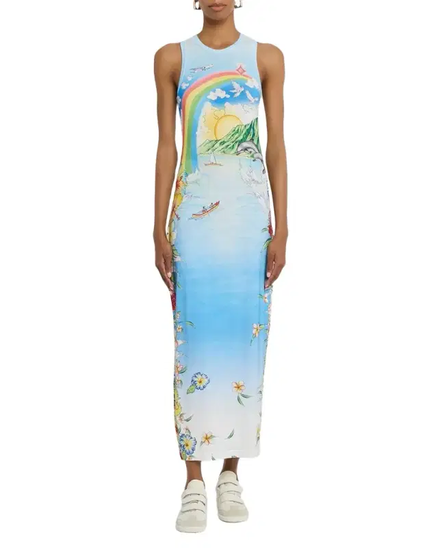 Aloha Printed Midi Tank Dress