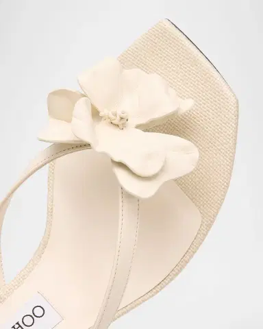 Jimmy Choo 70mm Freja Flower Leather Sandals | Thumbnail 5