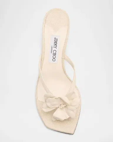 Jimmy Choo 70mm Freja Flower Leather Sandals | Thumbnail 6