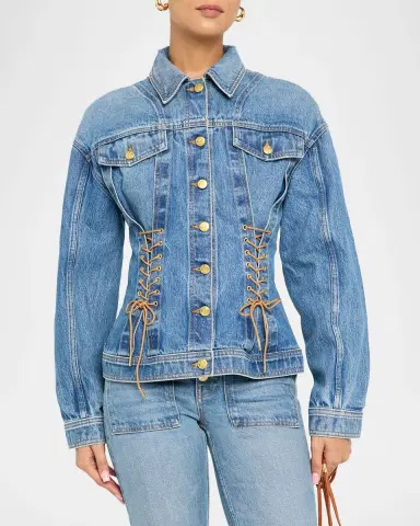Ulla Johnson Naomi Lace-Up Denim Jacket | Thumbnail 3