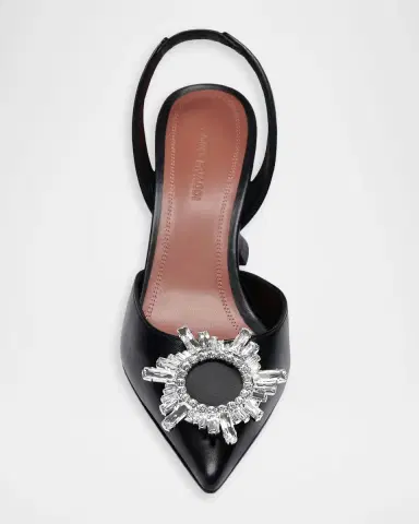 Amina Muaddi 70mm Begum Leather Crystal Slingback Pumps | Thumbnail 2 Amina Muaddi 70mm Begum Leather Crystal Slingback Pumps | Thumbnail 2