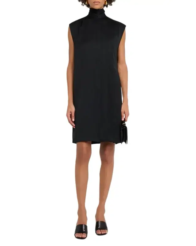 Sandy Pleated Sleeveless Crepe Mini Dress