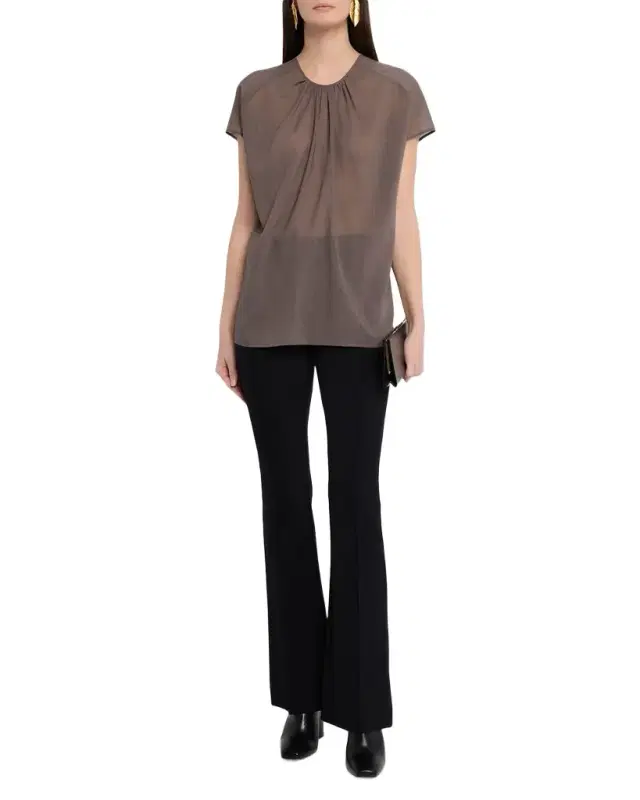Joseph Broca Raglan-Sleeve Sheer Ruched Blouse