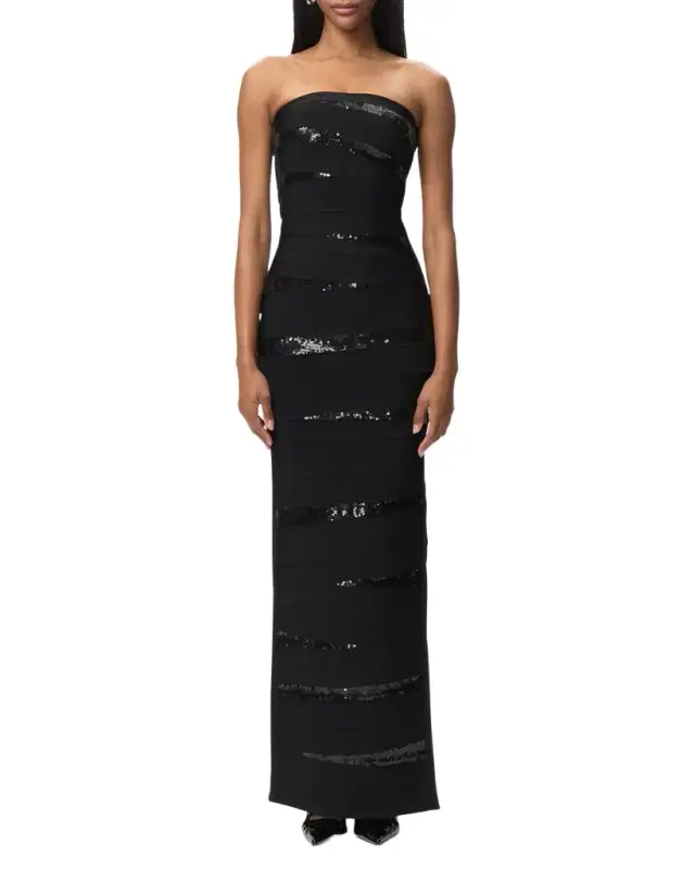 The Chiara Sequined Strapless Gown