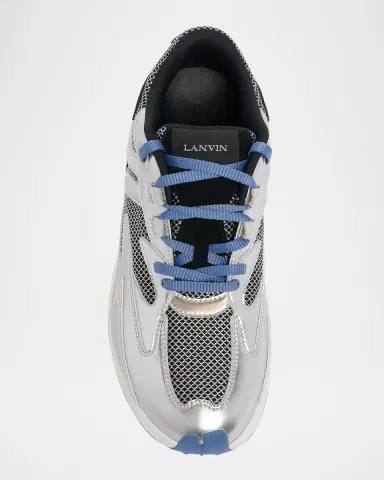 Lanvin Men's JLA Mesh & Leather Low-Top Runner Sneakers | Thumbnail 3