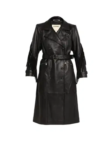 L'AGENCE Celina Leather Fringe Trench Coat | Thumbnail 1 L'AGENCE Celina Leather Fringe Trench Coat | Thumbnail 1