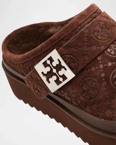 Tory Burch Mellow Shearling Platform T Monogram Mules | Thumbnail 2