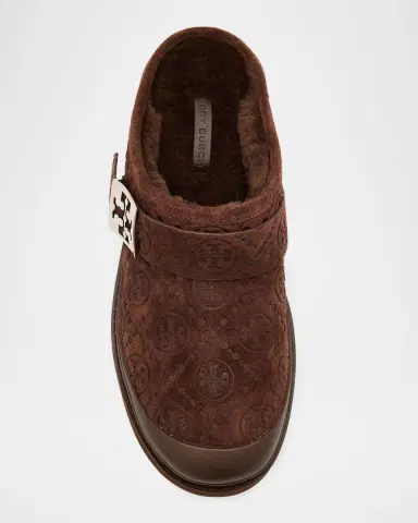 Tory Burch Mellow Shearling Platform T Monogram Mules | Thumbnail 3
