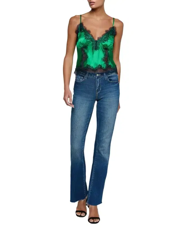 Kimber Lace-Trim Silk Cami