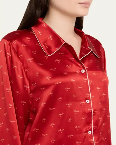Kiki de Montparnasse Kiss-Print Silk Lounge Nightshirt | Thumbnail 5