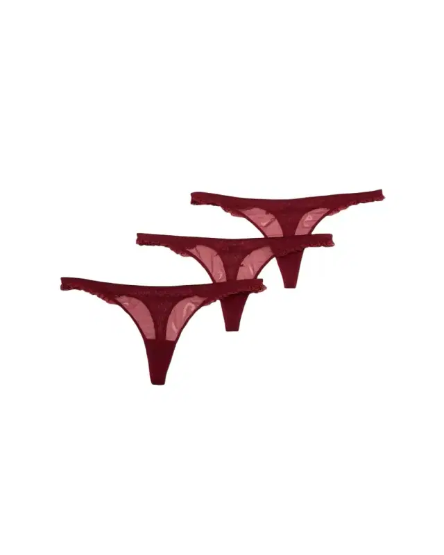 French Lessons Embroidered Thongs, Set of 3