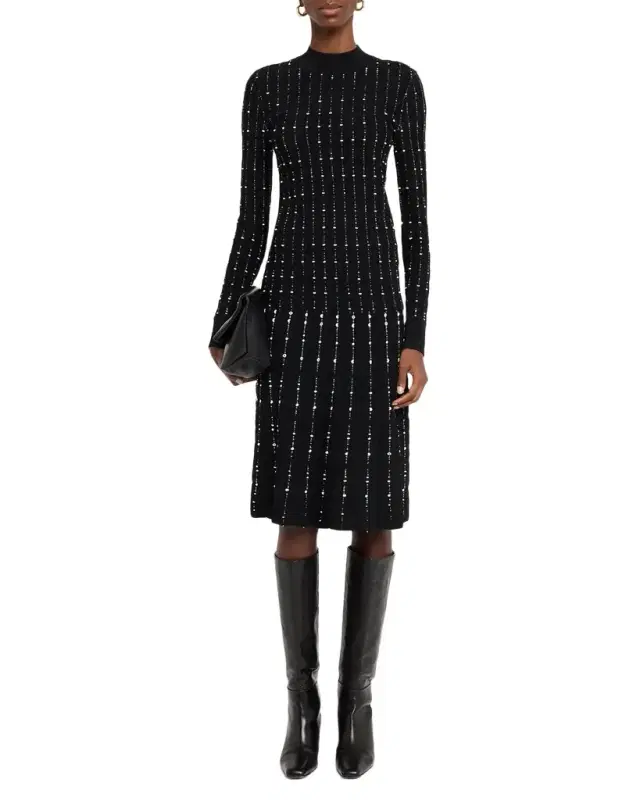 Fragmented Stripes A-Line Knit Skirt
